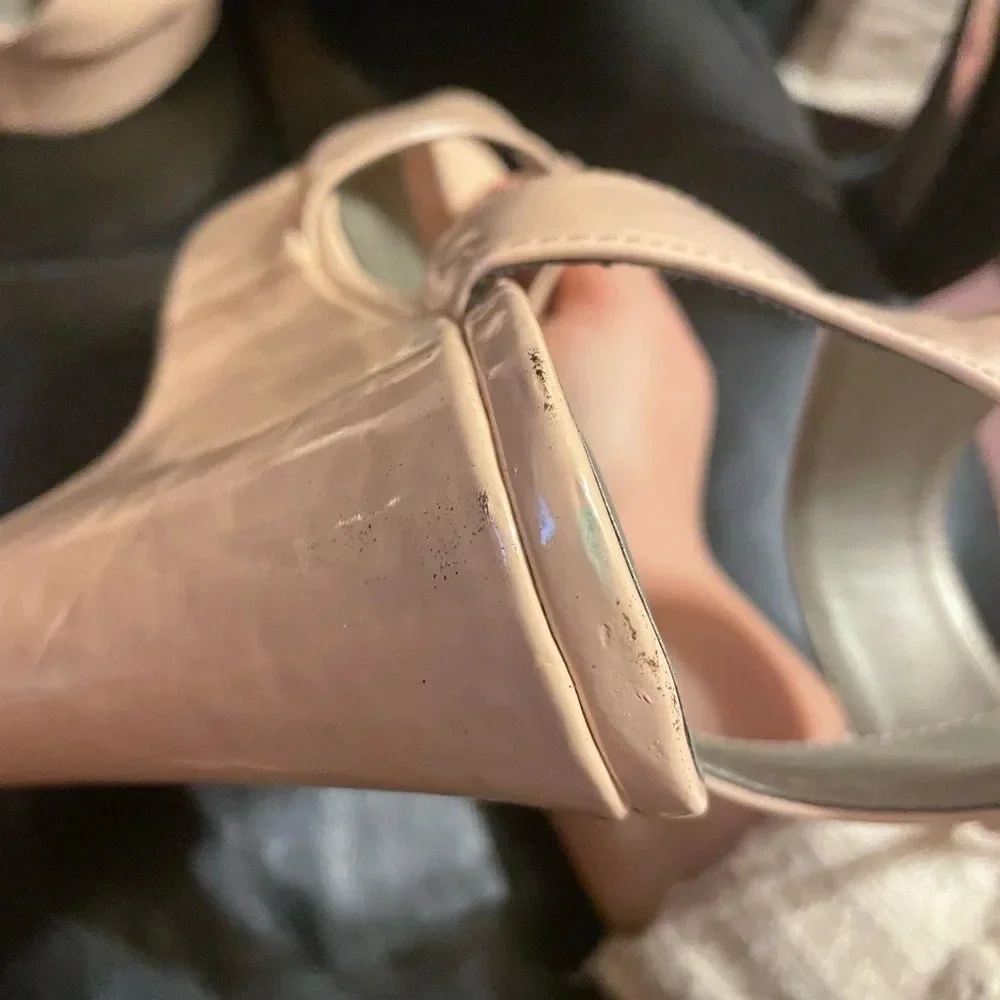 MICHAEL ANTONIO PATENT NUDE WEDGES